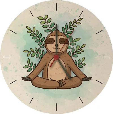 Produktbild von Faultier Meditation Wanduhr aus MDF