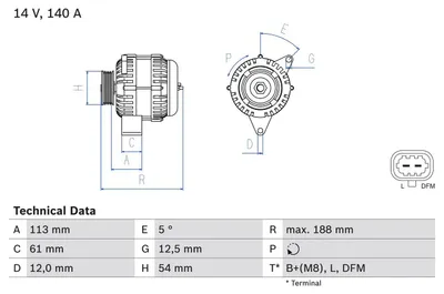 Produktbild von 0 986 080 380 BOSCH generátor x
