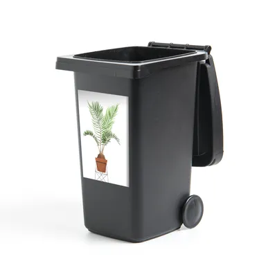 Obrázok produktu pre MuchoWow® Nálepka na odpadkový kôš - Rastliny - Palma - Kvetináč - 60x40x0.1cm