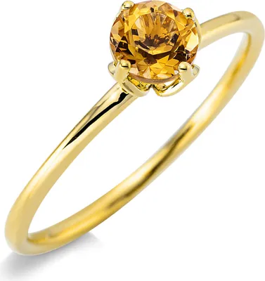 Produktbild von Ring aus 750 Gold Gelbgold Citrin 0,44ct gelb B:5,7mm, Ringgröße:Innenumfang 54mm  Ø17.2mm