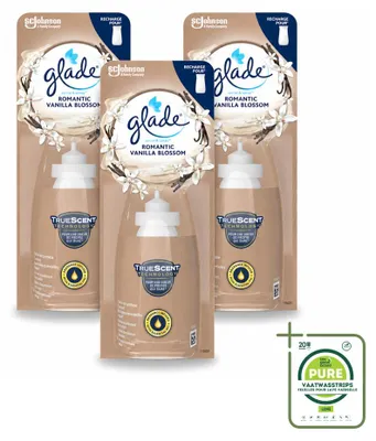 Immagine prodotto di 3 ricariche Glade Sense & Spray, profumo Romantic Vanilleblüte, 18 ml ciascuna, confezione grande da 3 pezzi