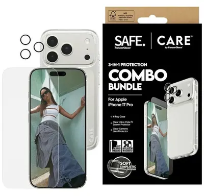 Immagine prodotto di PanzerGlass SAFE. | CARE™ by ® 3-in-1 Combo Bundle iPhone 17 Pro, Apple, Apple - iPhone 17 Pro, Applicazione a secco, Resistente ai graffi, Resistente agli urti, Trasparente, 1 pezzo
