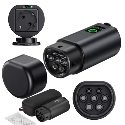 Zdjęcie produktu dla Adapter V2L Type 2 - Schuko 3500W z wyświetlaczem mocy i etui - czarn