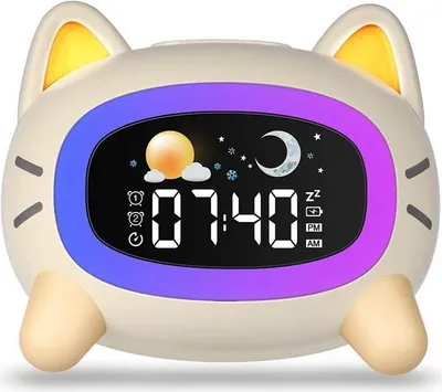 Produktbild von Digitaler Wecker – Katzenwecker – 5 Lichter – 7 Töne – Doppelalarm