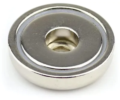 Produktbild von 10 Neodym Flachgreifer Topfmagnete mit Zylinder-Bohrung Ø32x8 mm N35