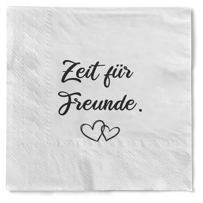 Produktbild von Sovie HOME Serviette "Zeit für Freunde" aus Tissue 33 x 33 cm, 3-lagig, 1/4 Falz, 20 Stück