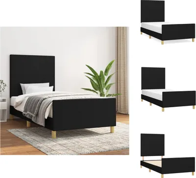 Immagine prodotto di vidaXL Struttura letto con testiera in tessuto nero 90x190 cm - Letti e strutture letto