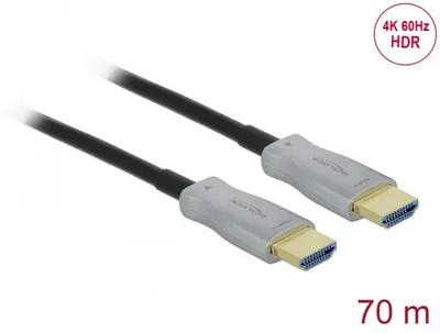 Image de Delock High Speed - HDMI-Kabel - HDMI männlich zu HDMI männlich - 70 m - Glasfaser - Schwarz - Active Optical Cable (AOC)