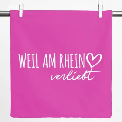 Produktbild von Huuraa Kissenbezug Weil am Rhein verliebt 40x40cm Fuchsia Baumwolle Dekokissenbezug Geschenkidee