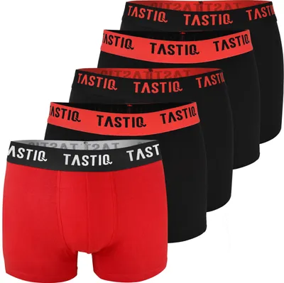 Produktbild von TASTIQ PREMIUM - 5 Stück Herren Boxershorts Baumwolle Rot Schwarz