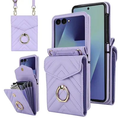 Produktbild von Handyhülle für Samsung Galaxy Z Flip7 V Design RFID Kartenfach Ringhalter Schutz