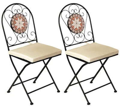 Produktbild von 2er Mosaik Klappstuhl Bistrostuhl Balkonstuhl Gartenstuhl Stern Design