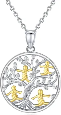 Produktbild von TRISHULA Lebensbaum Kette 925 Sterlingsilber Damen Halskette mit Anhänger 45-50cm