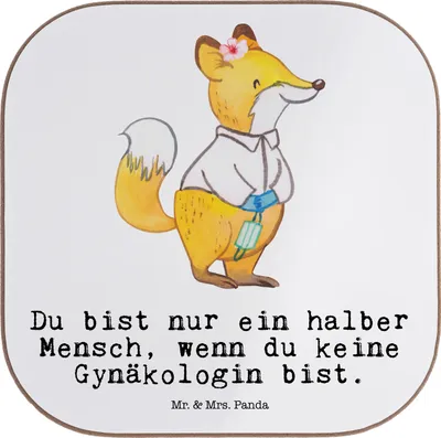 Produktbild von Mr. & Mrs. Panda Untersetzer Kaffee Gynäkologin Herz - Weiß - Geschenk, Tischuntersetzer, Witzig, für Gläser, Frauenarzt nach Geburt, Spruch, Tassenuntersetzer, Beruf