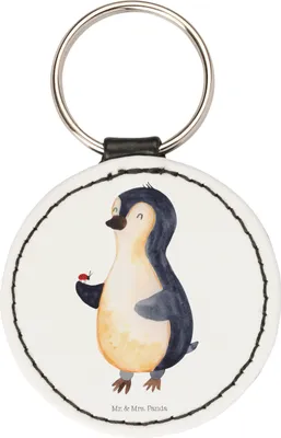Produktbild von Mr. & Mrs. Panda Taschenanhänger Pinguin Marienkäfer - Weiß - Geschenk, anhänger für schlüssel, schlüsselanhänger motiv, Aufmerksam, Glück, mini, Liebe, Kleine Wunder