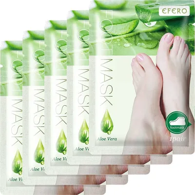 Produktbild von Fußmaske Hornhautentferner Fusspeeling Socken Fußpflege mit Aloe Vera, 5 Paar