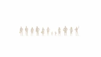 Produktbild von NOCH stehende weiße Architektur-Figuren 1:100 als Miniaturfiguren Menschen für Architektur Modellbau aus Kunststoff.