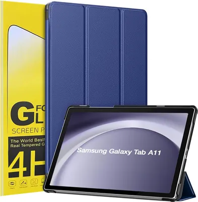 Produktbild von Schutzhülle + 2x 4H Displayfolie für Samsung Galaxy Tab A11 2025 8.7 Zoll  Cover Case Schutz Tablet Farbe: Dunkelblau