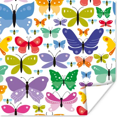 Produktbild von MuchoWow® Poster Eine bunte Illustration von Schmetterlingen 50x50 cm - Wohnzimmerdekoration