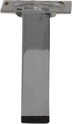 Image de Pied de meuble carré fixe acier chromé gris, 10 cm