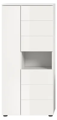 Image de Vira armoire de salle de bain 3 portes, 1 niche blanc brillant, blanc.