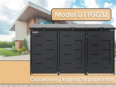 Obrázok produktu pre Prístrešok na odpadkové koše D11GG3Z, na 3 koše, so zámkom proti vetru a krádeži, antracitový