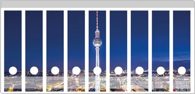 Produktbild von Wallario Ordnerrücken Sticker, selbstklebend für breite Ordner, 9 Stück, Motiv Fernsehturm Berlin bei Nacht