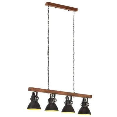 Zdjęcie produktu dla Industrialna Lampa Sufitowa, Czarna, E27, Drewno Mango Lumarko!