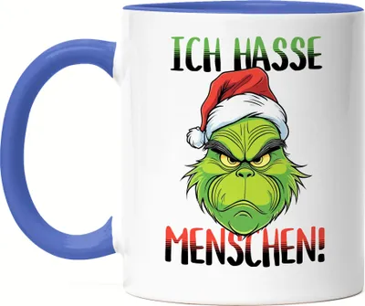 Produktbild von Ich Hasse Menschen Tasse blau Anti Weihnachten Ich hasse Weihnachten Mi Mi Mi Halts Maul