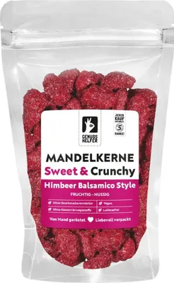 Produktbild von Gebrannte Mandeln mit Himbeer Balsamico, leckere Knabberei, vegan, 120g