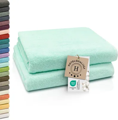 Produktbild von 2er Set Badetücher, 100% Baumwolle, 100x150 cm, 420g/qm, mint