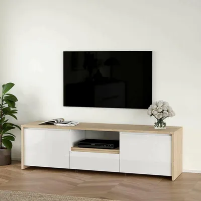 Image de Ambivere - Meuble TV, 179x48x52h cm Chêne Brun, un Tiroir