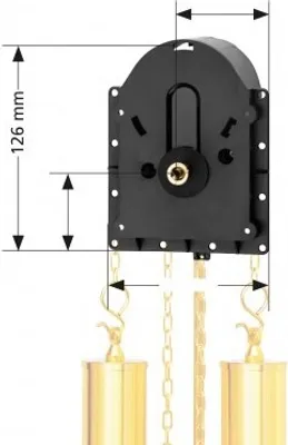 Produktbild von Hermle Quarz-Pendeluhrwerk Hermle 2200, ZWL 20mm mit Frontplatte für Gewichtsattrappen