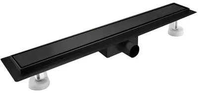Obrázek produktu pro Sprchová sprchová vana, 80 cm, černá, s extra hranou a odtokem z nerezové oceli