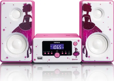 Produktbild von Lenco MC-020 Princess - Mikro-Stereoanlage mit FM-Radio, Bluetooth®, USB und AUX-Eingang - Prinzessin