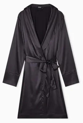 Obrázok produktu pre Dámský župan Emporio Armani, satén, s čipkou, nočná košeľa, čierna
