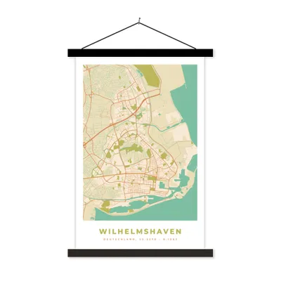 Produktbild von MuchoWow® Textilposter Wilhelmshaven - Vintage - Karte - Stadtplan 120x180 cm mit schwarzem Rahmen - Fotos