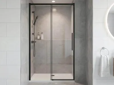 Immagine prodotto di LUXOR BLACK Porta doccia 1300 mm, vetro trasparente