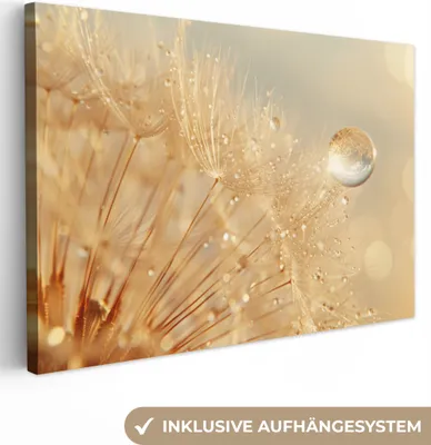 Produktbild von MuchoWow® - Leinwandbilder - Löwenzahn - Wasser - Natur - Pflanzen - Modern, Wandbild, Wanddeko Bilder Wohnzimmer, 120x80 cm