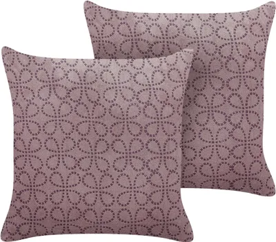Produktbild von BELIANI Dekokissen 2er Set Rosa Samt und Baumwolle Bezug mit Füllung Geometrisches Muster 45 x 45 cm Modern Sofakissen Wohnzimmer Salon Schlafzimmer