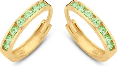 Produktbild von New Bling 9NBG-0587 Gold-Ohrringe mit Zirkoniasteinen - Hellgrün - 11x1,9 mm - 14 Karat - Gold