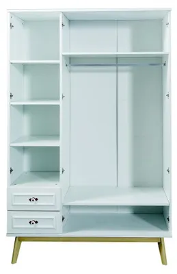 Produktbild von Komplett Kinderzimmer 6tlg. Kleiderschrank Bett Schreibtisch Kommode Wandregal