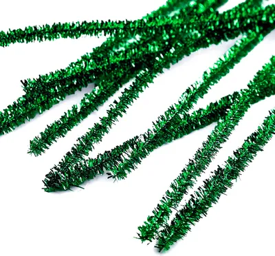 Pfeifenreiniger 10er Chenille-Draht 6mm, Länge 30cm, Glitzereffekt Farbe wählbar gruen