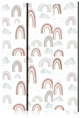 Produktbild von Muralo Einseitig bedruckter PARAVENT 3-teilig Raumteiler klappbar REGENBOGEN WOLKEN 135cmx172cm