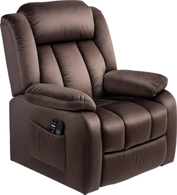 Produktbild von Fernsehsessel mit Aufstehhilfe Elektrisch Relaxsessel mit Liegefunktion, Vibrationsmassage, Heizfunktion, TV-Sessel mit Taschenfederkern, Seitentasche und Fernbedienung, Braun