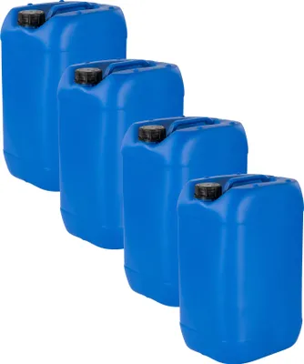 Produktbild von kanister-vertrieb® 4 Stück 25 Liter 25 L Kanister Camping Outdoor Wasserkanister lebensmittelecht Farbe blau inkl. Etikett (4x25 knb)