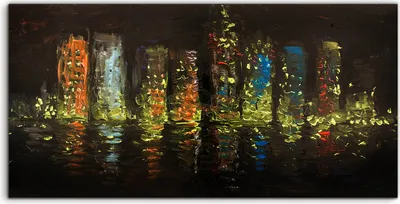 Produktbild von Coloray Acrylbild 120x60  Wandbild Acrylbilder Kunst Architektur Nachtstadt Malerei