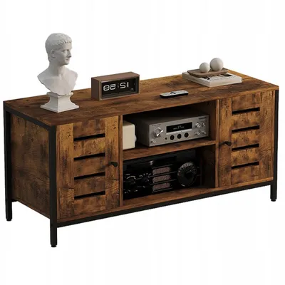 Immagine prodotto di Mobile TV a 2 ante in stile vintage loft, marrone rustico, 110 cm