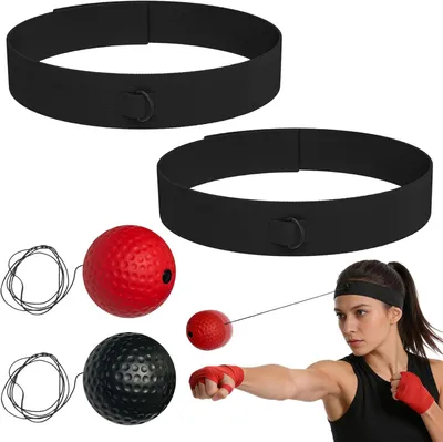 Imagen del producto de Kit de boxball con 2 pelotas, diadema ajustable, ideal para entrenar la coordinación ojo-mano, la velocidad y la agilidad