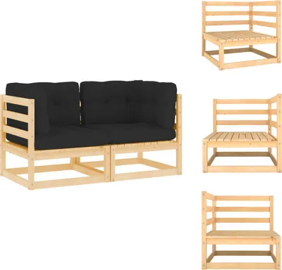 Produktbild von vidaXL Garten-Ecksofas 2 Stk. mit Kissen Massivholz Kiefer -  Gartensofaelemente